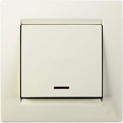 Выключатель одноклавишный UP! (Underprice) One с подсветкой 220В крем 706-0303-111
