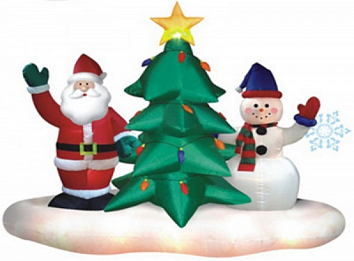 Декорация новогодняя Девилон Санта Клаус Новогодняя елка Снеговик 180 см 830107 