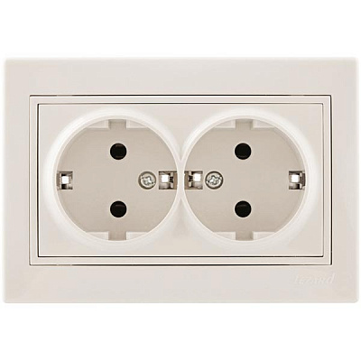 Розетка двойная с заземлением Lezard Mira 16 А 250 В без шторок кремовый