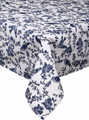 Скатерть Fama 140x220 см белый с синим Luna 