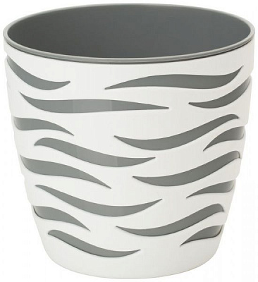 Горшок пластиковый Form Plastic Сахара-Дуо-14 круглый 1,65л белый с серым (4400-011+059W) 