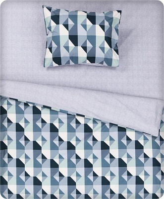 Комплект постільної білизни Green geometry 1,5 світло-сірий із принтом