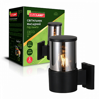 Світильник настінний Eurolamp DECO garden E27 IP54 чорний BRA-1xE27(DECO)C