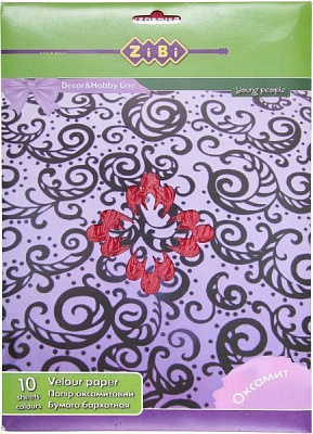 Бумага цветная Бархатный А4 10 цветов ZB.1913 ZiBi