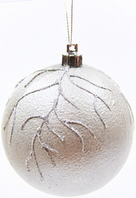 Куля новорічна Іскра 100 мм срібло 7817