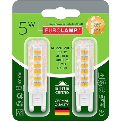 Лампа світлодіодна Eurolamp 2 шт./уп. MLP-LED-G9-05274 5 Вт капсульна прозора G9 220 В 4000 К
