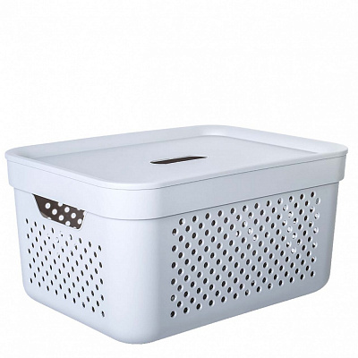 Корзина для белья Алеана Simple с крышкой 15 л серый