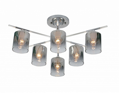 Люстра стельова Sensio Lirra 6x40 Вт E27 хром/білий/димчастий LS-07273/6S-E2740W
