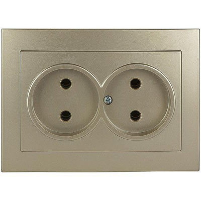 Розетка подвійна без заземлення Nilson Touran без шторок золотий