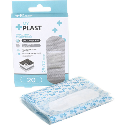 Пластырь медицинский My Plast бактерицидный 25 мм х 72 мм стерильные 20 шт.