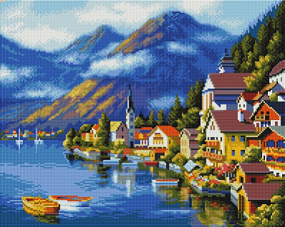 Алмазна мозаїка Селище у підніжжя гори 40х50 см GF5458 Brushme