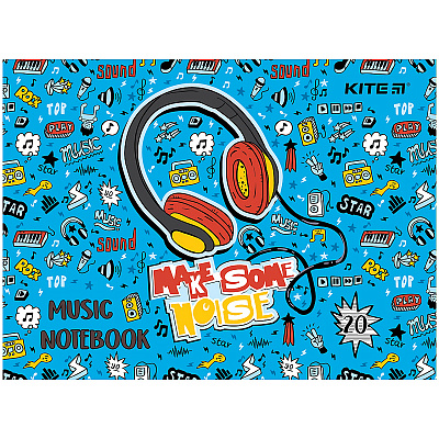 Зошит для нот А5 20 арк. Headphones K24-405 KITE