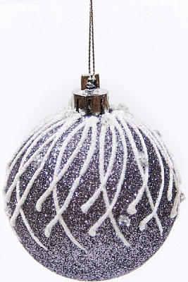 Куля новорічна Іскра 80 мм срібло 6643