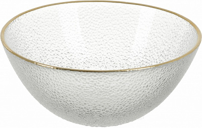 Блюдо глибоке Water 15,5 см прозоре із золотим обідком Dekor Cam