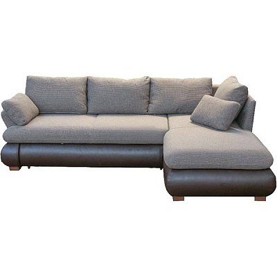 Диван угловой Берегиня Жизель 2550x1740x730 мм серый/коричневый