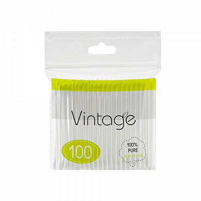 Ватні палички Vintage 100% Pure Soft Cotton 100 шт. (м'яка)