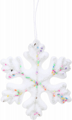 Декорация новогодняя Китай Снежинка с бисером YE2461W 15 см белый