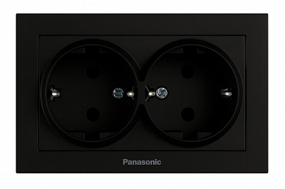 Розетка двойная с заземлением Panasonic Karre Plus 55 IP20 черный WDTC92052BL-UA1
