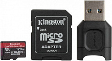 Карта памяти Kingston microSDXC 128 ГБ UHS-II Class 3 (U3) (MLPMR2/128GB) React Plus + MLPM Reader REACT Plus SDCR2 W/AD 