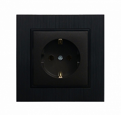 Механизм розетки с заземлением Makel Karea IP20 черный 57054028