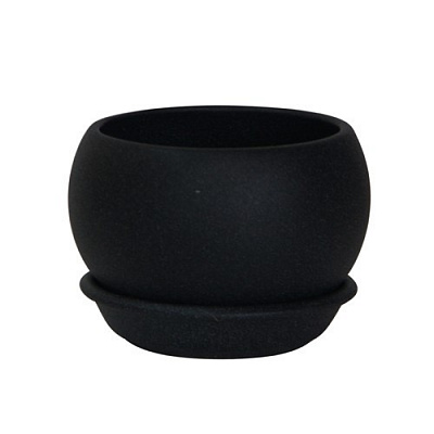 Горшок керамический Ориана-Запорожкерамика Шар крошка круглый 15 л угольно-черный 