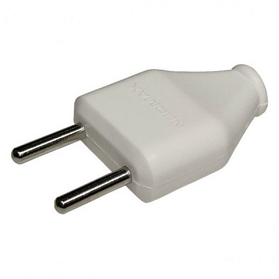 Электровилка Neomax плоская без заземления 250В IP20 пластик белый