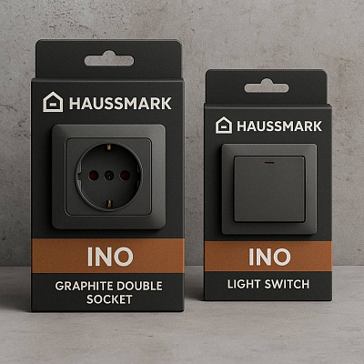 Розетка побутова із заземленням HausMark INO IP20 чорний PS-SG-GP-Black