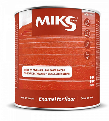 Эмаль MIKS Color алкидная для пола серый глянец 0,9кг