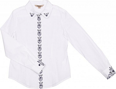 Сорочка Гармонiя шкільна з синьою вишивкою р.152 білий