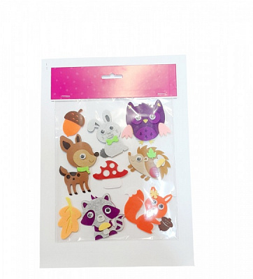 Набір мініфігурок із фетру Аплі-Краплі клейовий Лісові тварини 17 x 24 x 0.0002 см multicolor