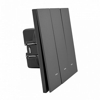 Выключатель трехклавишный HausMark INO с подсветкой серый LS-3G LED-EU-Gray