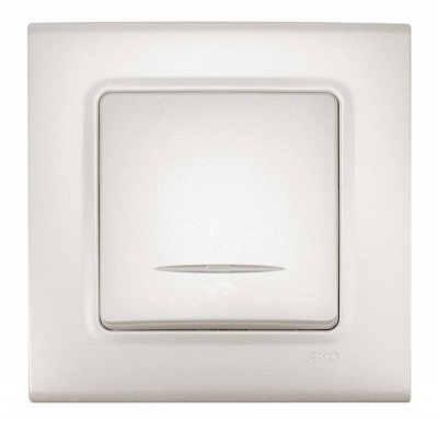 Вимикач одноклавішний Viko Linnera Life з підсвіткою білий перламутр