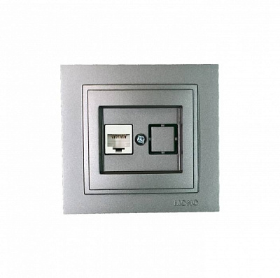 Розетка компьютерная с заземлением Mono Despina IP20 антрацит 102-242405-125