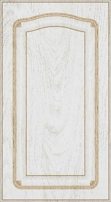 Фасад для кухни Грейд Белая текстура супермат №205 патина золото 713x396 Римини правый