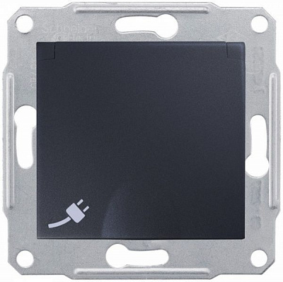Розетка із заземленням Schneider Electric Sedna 16 А 250 В з кришкою графіт SDN3100170