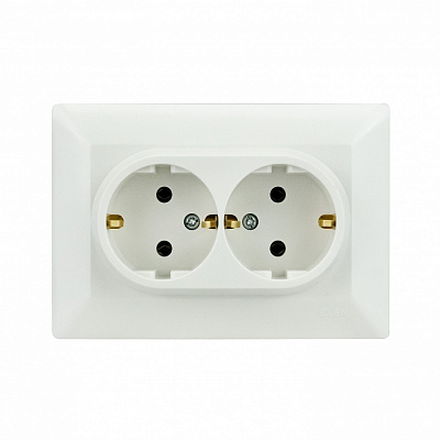 Розетка подвійна побутова із заземленням Exen ODAK IP20 білий 210-010103-245