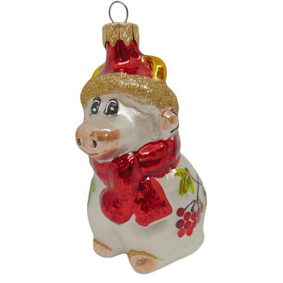 Елочная игрушка стеклянная Ф-674 Бык 2094-1 10 см 