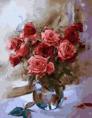 Картина по номерам Розы в вазе BookOpt 