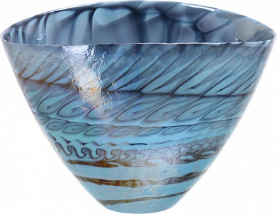 Ваза Yalos Murano BELUS 30 см бирюзовая с черными нитями и перламутровым эффектом 