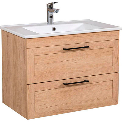 Тумба підвісна ScandiSPA Inari дуб небраска з умивальником Arte 75 см