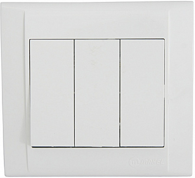 Вимикач триклавішний Makel Defne без підсвітки білий 42001091