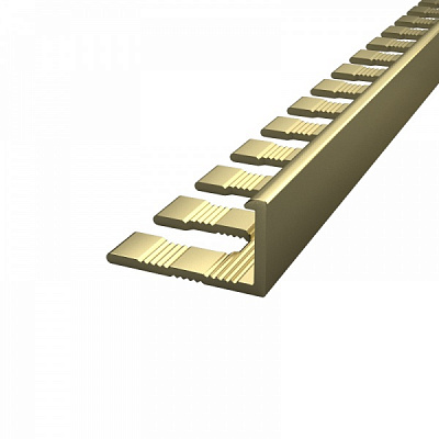 Кутник для плитки АЛЮПРО зовнішній гребінка алюміній 10 мм 2,71м золото