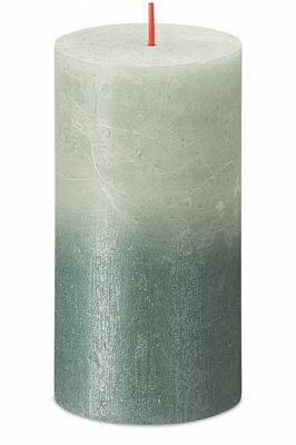 Свеча Рустик столбик SUNSET 130/68 зелено-синяя Bolsius