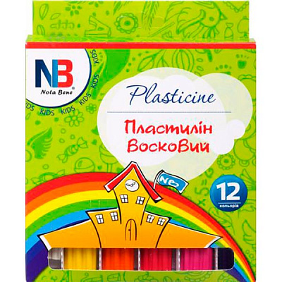 Пластилин восковый 12 цветов 144 гр Nota Bene
