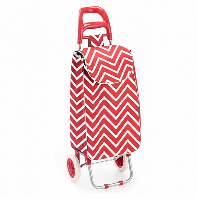 Тележка хозяйственная 33 л на колесах, пластик красный, рисунок Геометрия