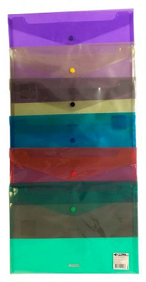 Папка-конверт с кнопкою прозрачная А4 цвет в ассортименте 4-208 4Office