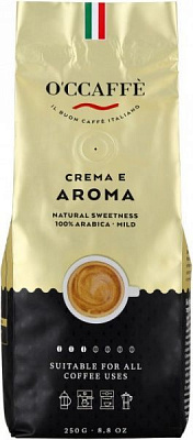 Кофе в зернах O'CCAFFE Crema e Aroma 100% Arabica 250 г (8013663001835)