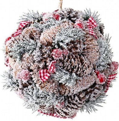 Шар хвойный Омела с шишками и ягодами d220 мм RS1Q1337 