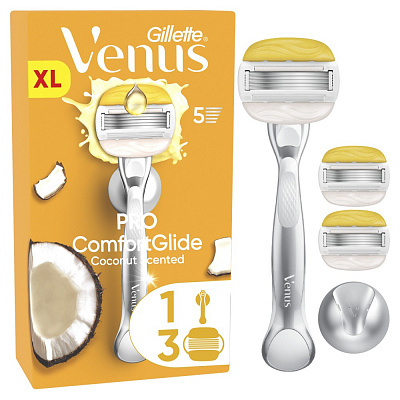 Станок для гоління Gillette Venus Pro ComfortGlide Coconut з 3 змінними картриджами
