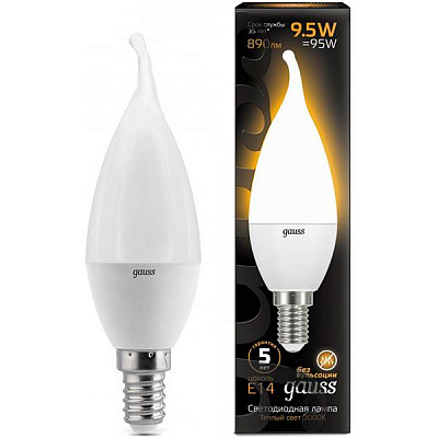 Лампа светодиодная Gauss Black 9,5 Вт CF37 матовая E14 265 В 3000 К 
